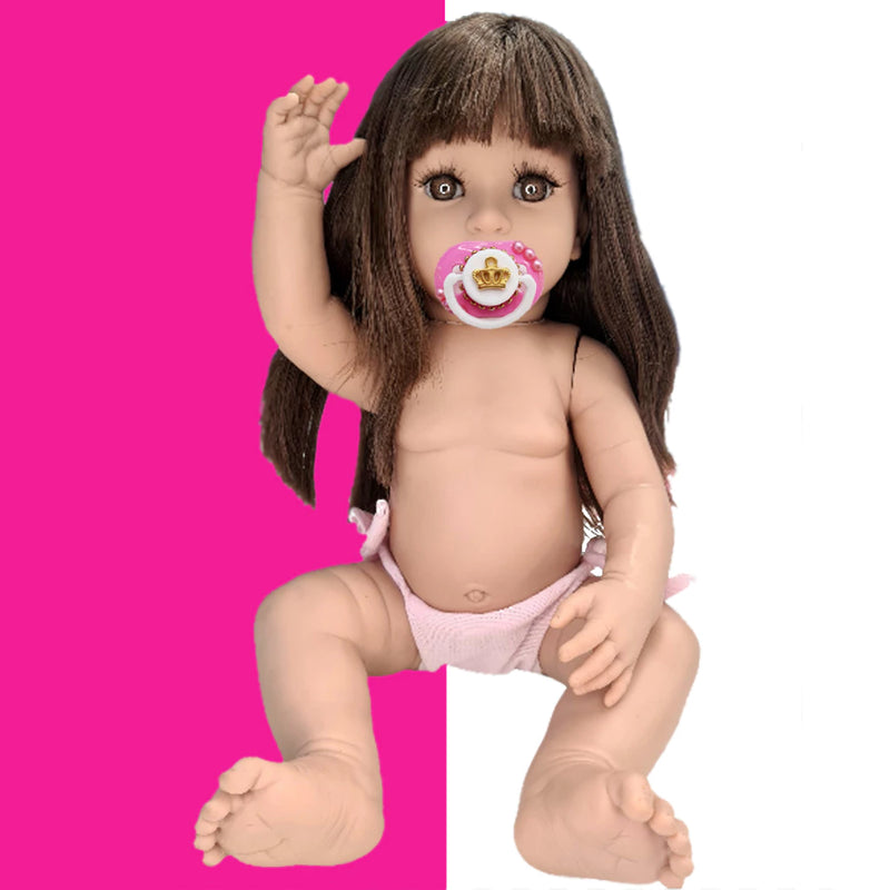Boneca Bebê Reborn Morena Promoção Loira Acessórios