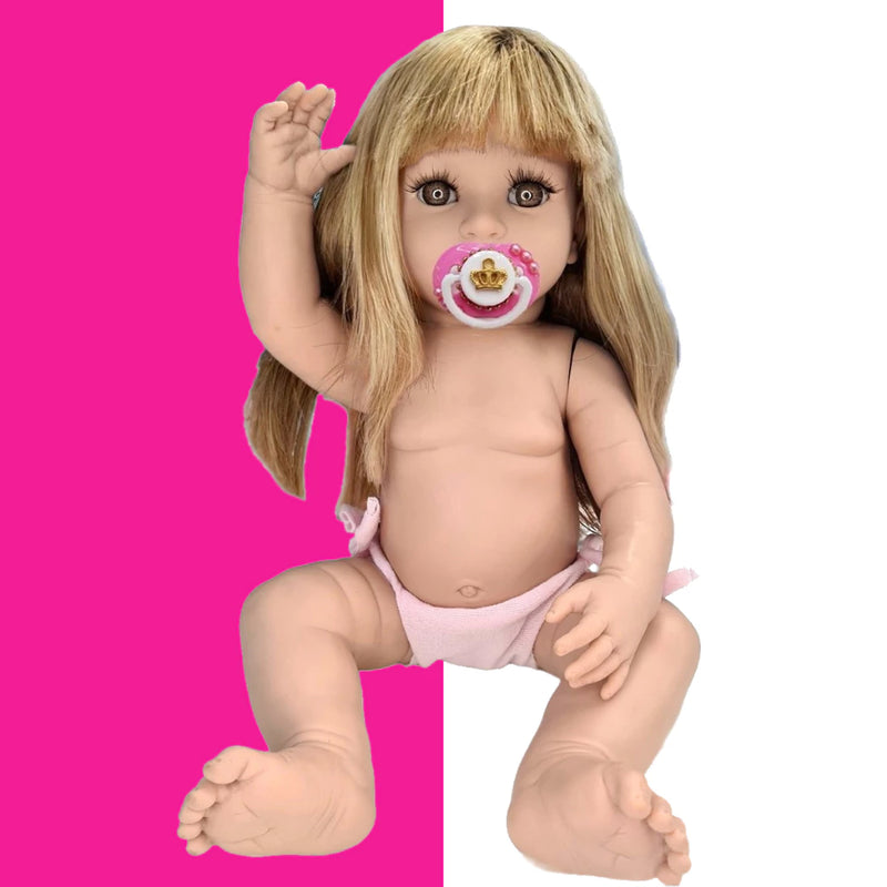 Boneca Bebê Reborn Morena Promoção Loira Acessórios